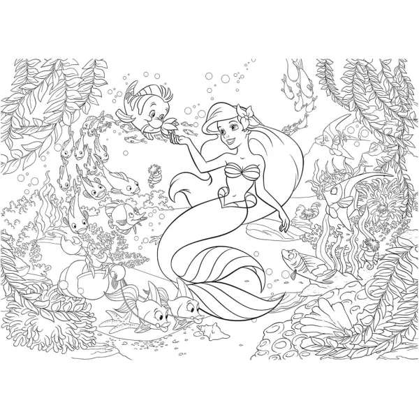 Ariel mala sirena 2 u 1, puzzle od 108 dijelova i bojanka 50x35 cm - Lisciani slika 3