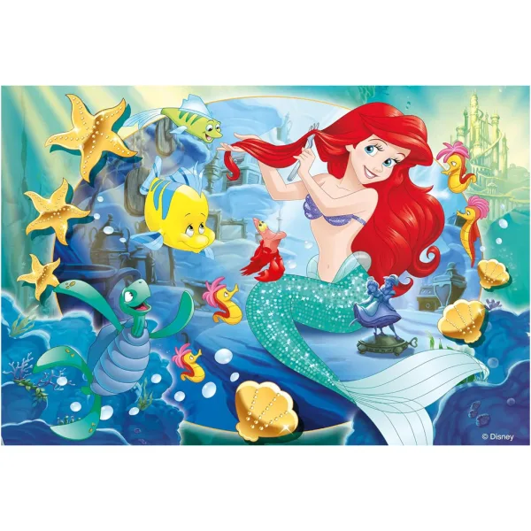 Ariel mala sirena 2 u 1, puzzle od 250 dijelova i bojanka 50x35 cm - Lisciani slika 2