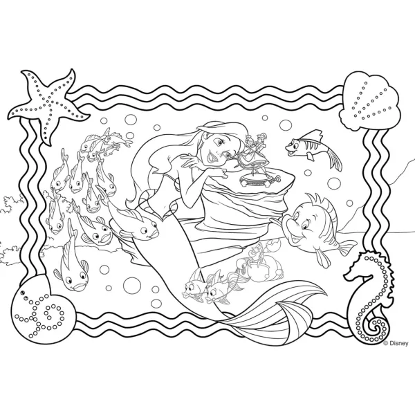 Ariel mala sirena 2 u 1, puzzle od 250 dijelova i bojanka 50x35 cm - Lisciani slika 3
