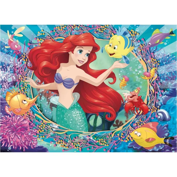 Ariel mala sirena 2 u 1, puzzle od 48 dijelova i bojanka 35x25 cm - Lisciani slika 2