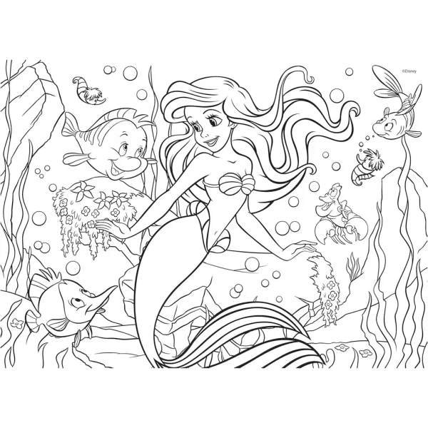 Ariel mala sirena 2 u 1, puzzle od 48 dijelova i bojanka 35x25 cm - Lisciani slika 3