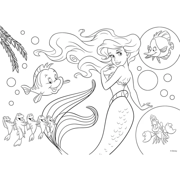 Ariel mala sirena 2 u 1, puzzle od 60 dijelova i bojanka 50x35 cm - Lisciani slika 3