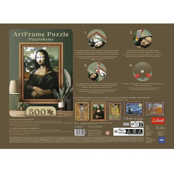 ArtFrame: Leonardo Da Vinci - Mona Lisa slagalica od 500 dijelova s okvirom - Trefl slika 3