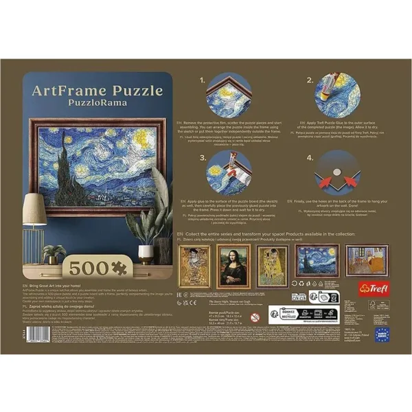 ArtFrame: Van Gogh – Zvjezdana noć slagalica od 500 dijelova s okvirom – Trefl slika 3