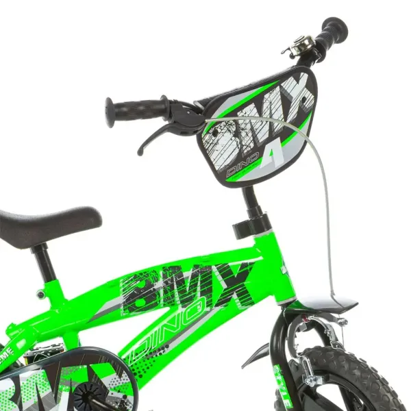 BMX 12” dječji bicikl s pomoćnim kotačima, zelene-crne boje – Dino Bikes bicikl slika 3