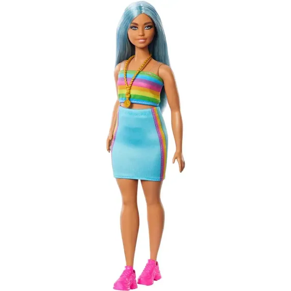 Barbie: Fashionista lutka u šarenoj prugastoj haljini - Mattel slika 3