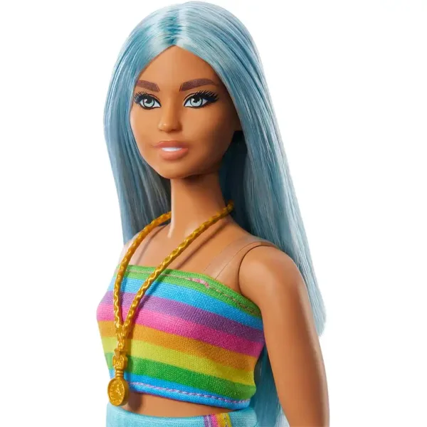 Barbie: Fashionista lutka u šarenoj prugastoj haljini - Mattel slika 4