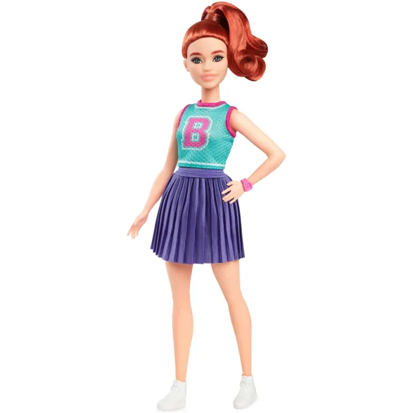 Barbie Fashionista moderna lutka s crvenom kosom u ljubičastoj suknji – Mattel slika 2