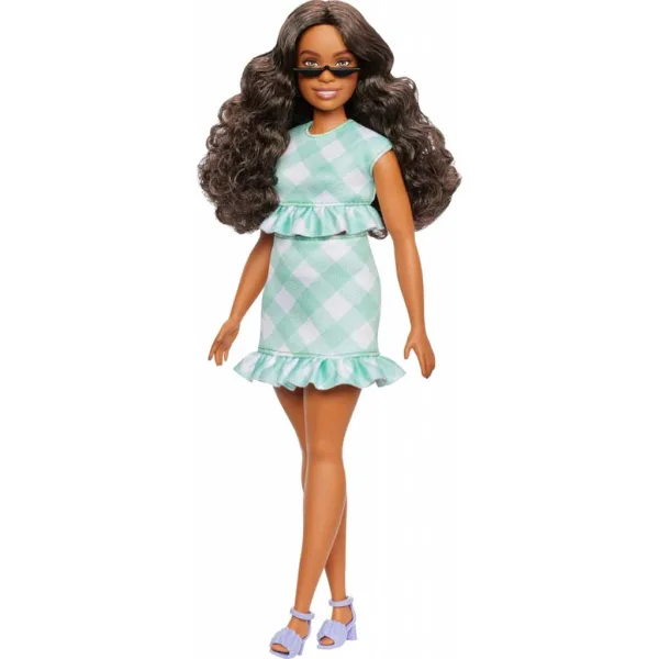 Barbie: Fashionista moderna lutka u zeleno-bijeloj kariranoj haljini - Mattel slika 2