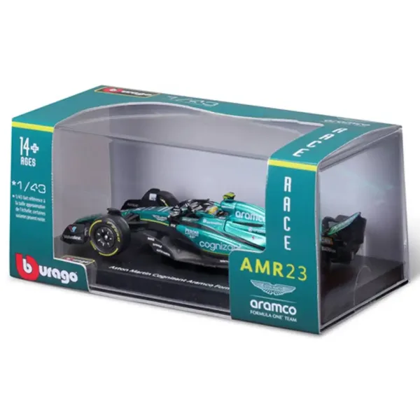 Bburago: Aston Martin AMR23 F1 trkaći automobil metalni model 1/43 (Fernando Alonso #14, verzija s kacigom) slika 5