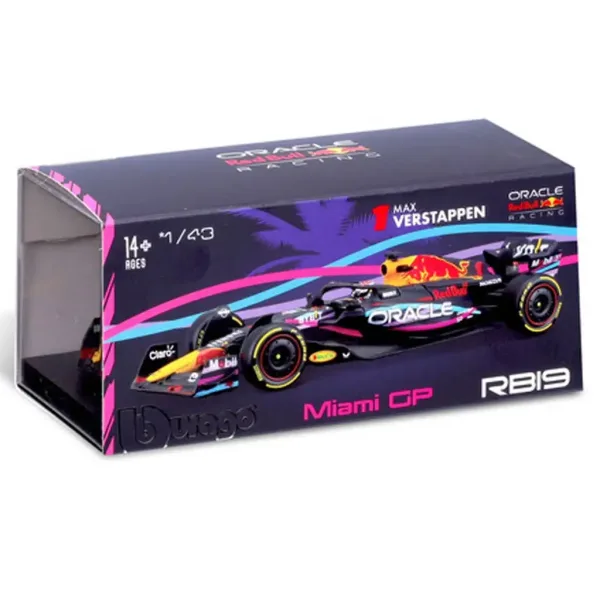 Bburago: Red Bull RB19 F1 trkaći automobil metalni model 1/43 (Max Verstappen #1, Miami GP posebna edicija, s kacigom) slika 4