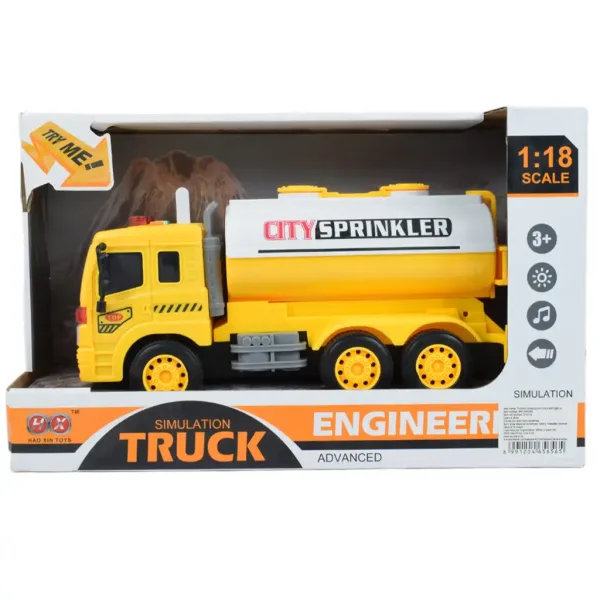 City Truck: Žuti kamion s cisternom sa svjetlom i zvukom 1/18 slika 5