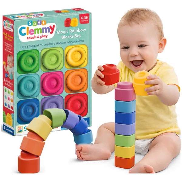Clemmy: Mekani set kockica u bojama duge, 9-dijelni - Clementoni slika 2