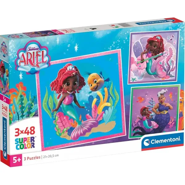 Disney Ariel 3x48 komada Supercolor puzzle - Clementoni slika 1