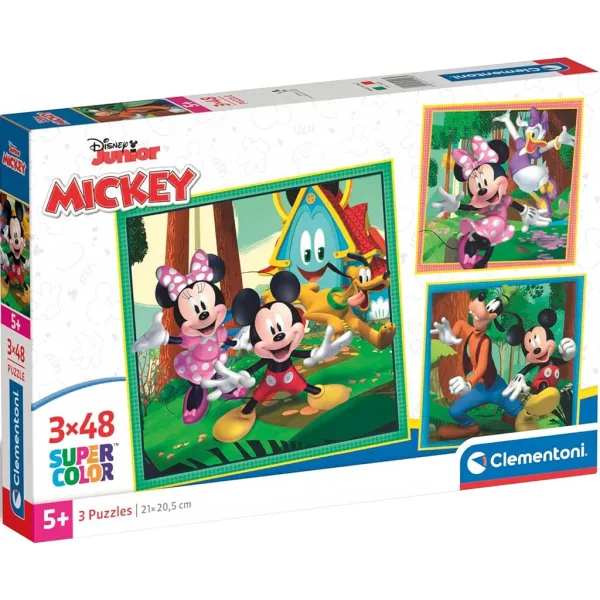 Disney Mickey miš i prijatelji 3x48 komada Supercolor puzzle - Clementoni slika 1