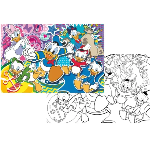 Disney Pačje priče 2 u 1, puzzle od 108 dijelova i bojanka 70x50 cm - Lisciani slika 2