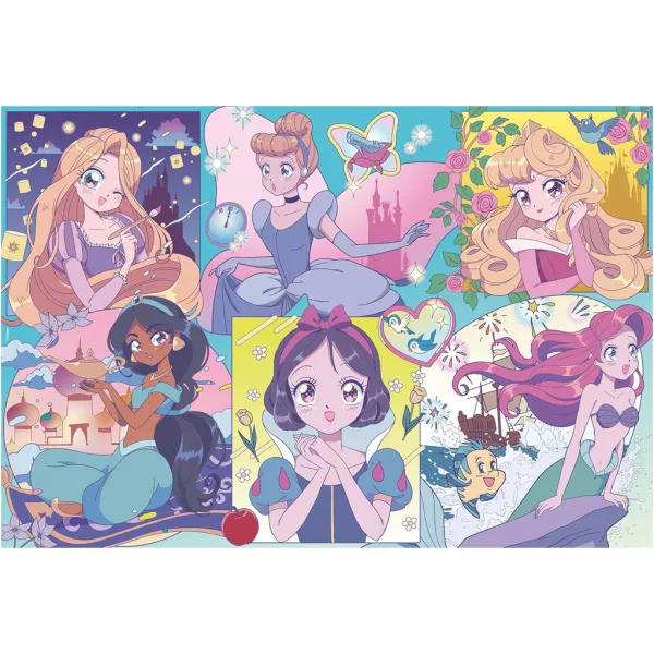 Disney Princeze – Manga čarolija 2 u 1, puzzle od 250 dijelova i bojanka 50x35 cm – Lisciani slika 2