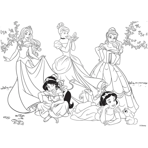 Disney Princeze - Čarolija bajkovitog vrta 2 u 1 puzzle od 60 dijelova i bojanka 50x35 cm - Lisciani slika 3