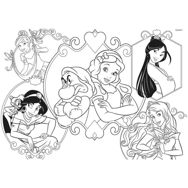 Disney Princeze 2 u 1, maxi slagalica 2x24 komada i bojanka - Lisciani slika 4