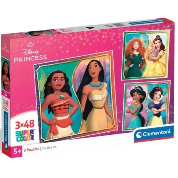 Disney+Princeze Supercolor 3x48 komada puzzle - Clementoni slika 1