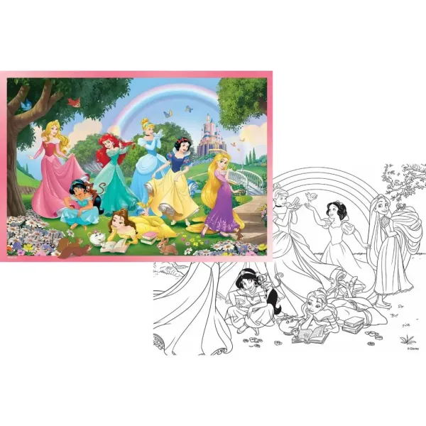 Disney Princeze duga 2 u 1 slagalica od 108 dijelova i bojanka 70x50 cm - Lisciani slika 2