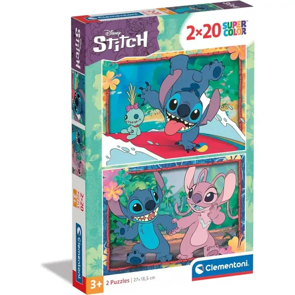 Disney Stitch 2x20 komada Supercolor puzzle - Clementoni slika 1