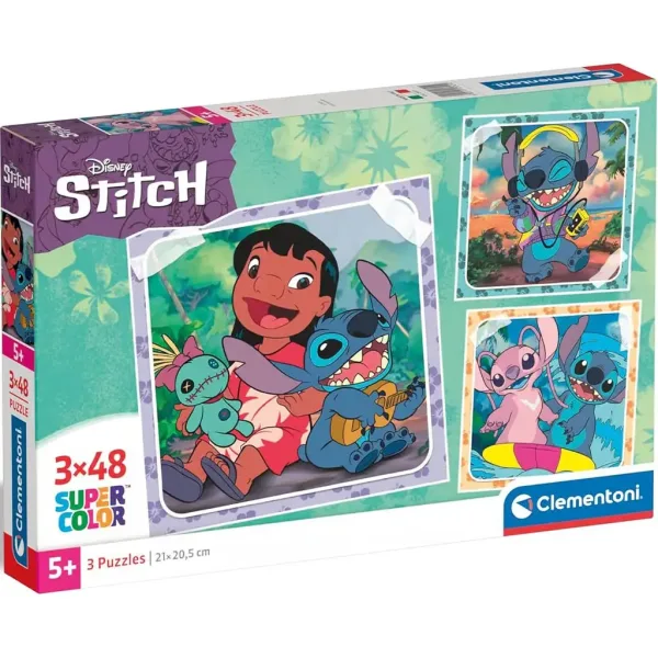 Disney Stitch 3x48-dijelni Supercolor puzzle - Clementoni