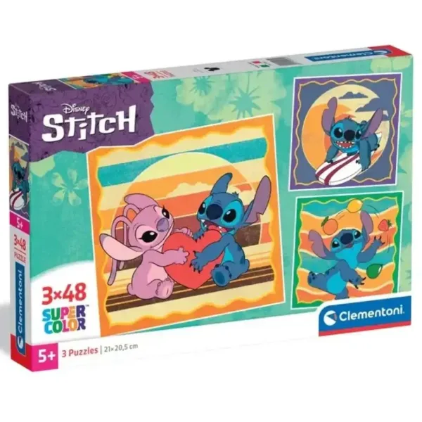 Disney Stitch i Angel 3x48-dijelna Supercolor slagalica - Clementoni