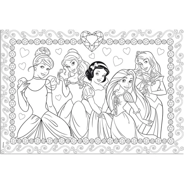 Disney princeze 2 u 1, puzzle od 108 dijelova i bojanka 50x35 cm - Lisciani slika 2