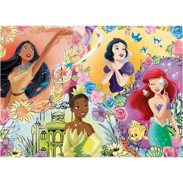 Disney princeze 2 u 1, puzzle od 24 dijelova i bojanka 35x25 cm - Lisciani slika 2