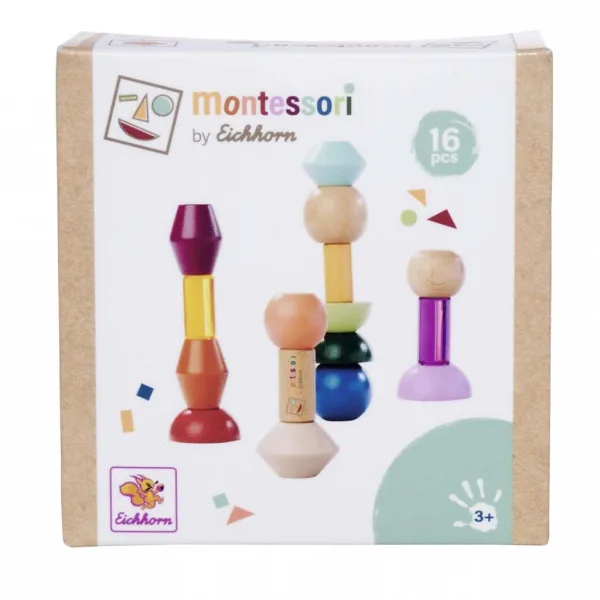 Eichhorn: Drvene Montessori tornjeve s oblicima – Kreativna igra ravnoteže - Simba Toys slika 1