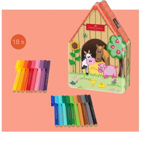 Faber Castell: Connector flomaster set od 18 komada u metalnoj kutiji s motivom farme slika 2