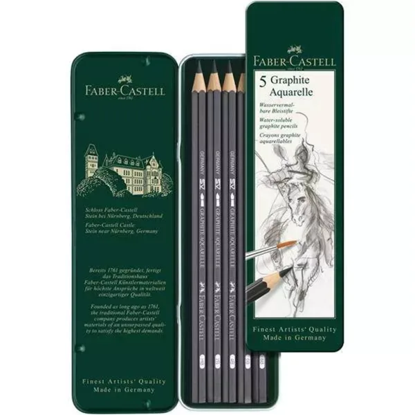 Faber-Castell: Set akvarelnih grafitnih olovaka u metalnoj kutiji, 5 komada slika 2