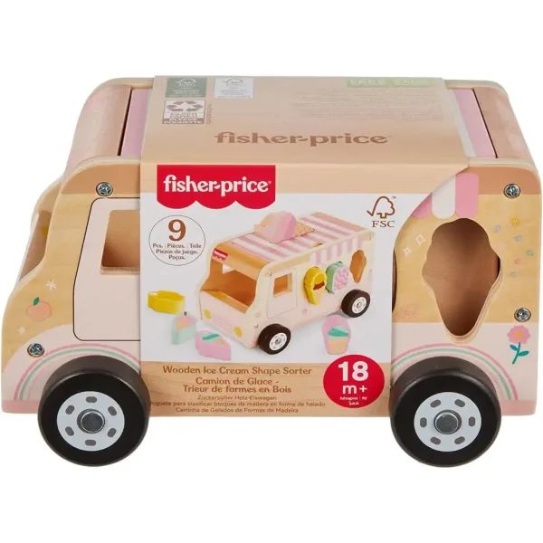 Fisher-Price: Drveni sladoledni kamion za sortiranje oblika - Mattel slika 1