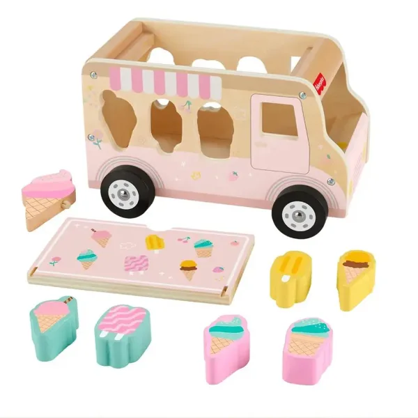 Fisher-Price: Drveni sladoledni kamion za sortiranje oblika - Mattel slika 2