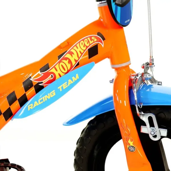 Hot Wheels 12” dječji bicikl s držačem za bocu i pomoćnim kotačima u narančasto-crnoj boji – Dino Bikes bicikl slika 4