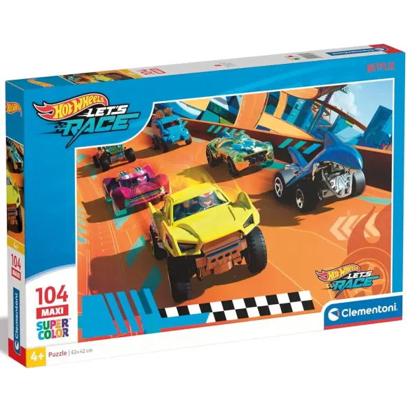 Hot Wheels utrka s 104-dijelnom maxi supercolor slagalicom - Clementoni slika 1