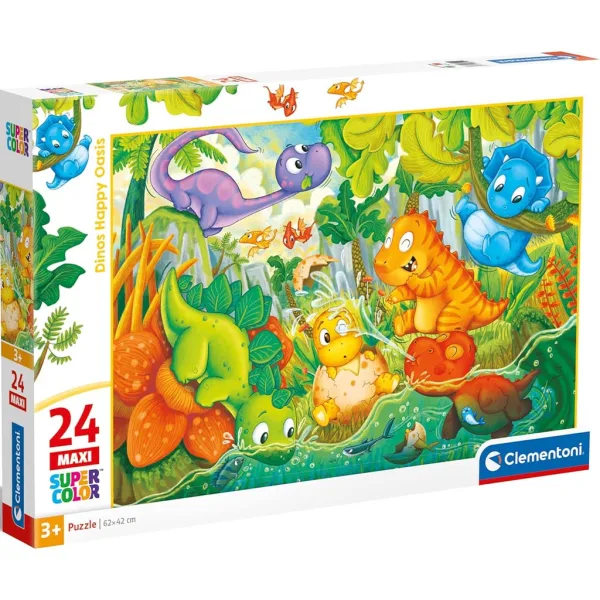 Igrajući dinosauri 24 kom maxi supercolor puzzle - Clementoni slika 1