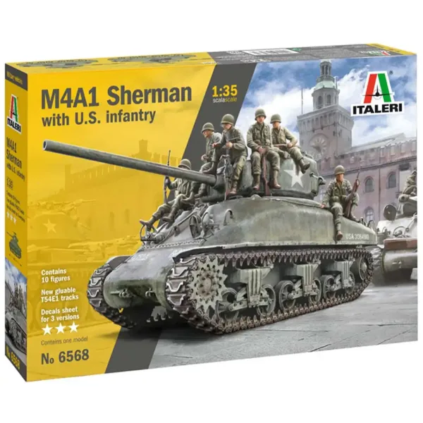 Italeri 1/35 M4A1 SHERMAN tenk s američkom posadom maketa slika 9