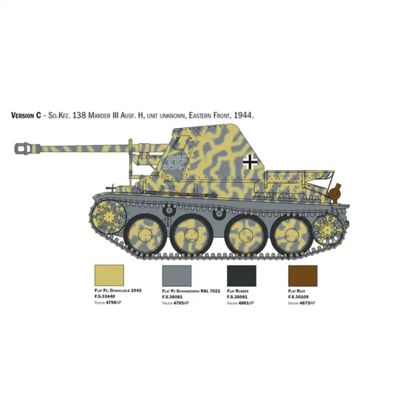 Italeri 1/35 Marder III Ausf. H Sd.Kfz.138 maketa tenka slika 4