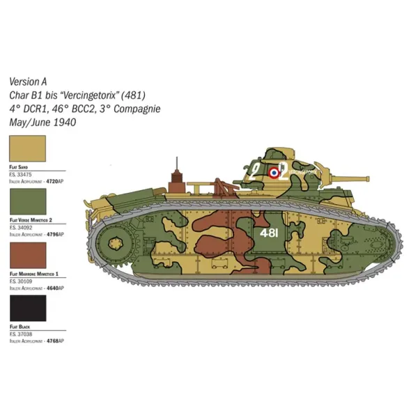 Italeri 1/56 Char B1 Bis tenk maketa slika 3