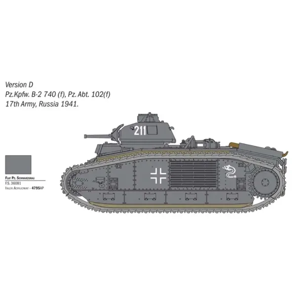 Italeri 1/56 Char B1 Bis tenk maketa slika 4