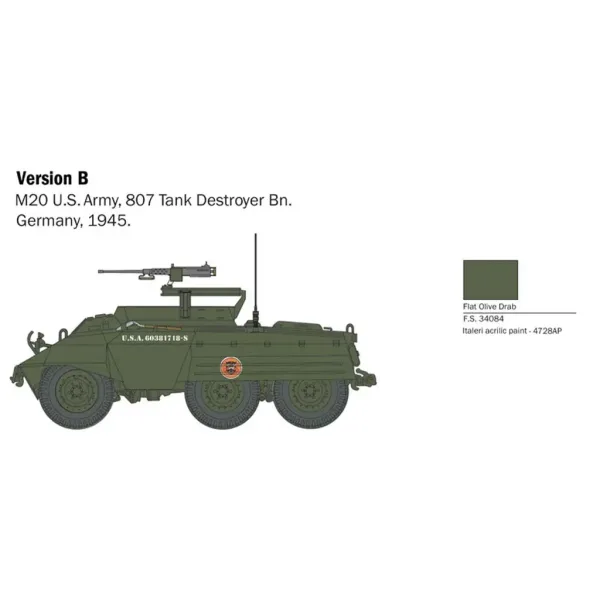 Italeri 1/56 M8/M20 maketa tenka slika 4