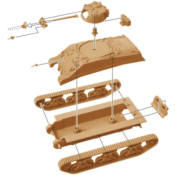 Italeri 1/72 M4A2 Sherman III tenk 2-komadni maket set slika 4