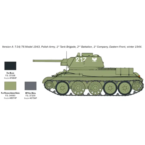 Italeri 1/72 T-34/76 Model 1943 maketa tenka slika 3