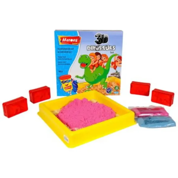Kinetic Sand: Heros set s dinosaurusima ili ponijima s dodacima, 500g slika 2