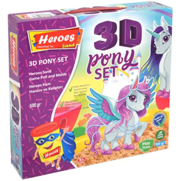 Kinetic Sand: Heros set s dinosaurusima ili ponijima s dodacima, 500g slika 3