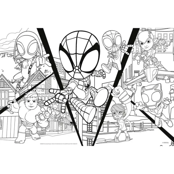 Marvel Spidey borba 2 u 1, puzzle od 24 dijelova i bojanka 50x35 cm - Lisciani slika 2