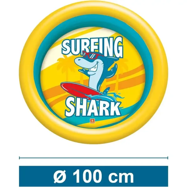 Napuhavajući bazen s uzorkom morskog psa, 2 prstena, 100 cm - Mondo Toys slika 3