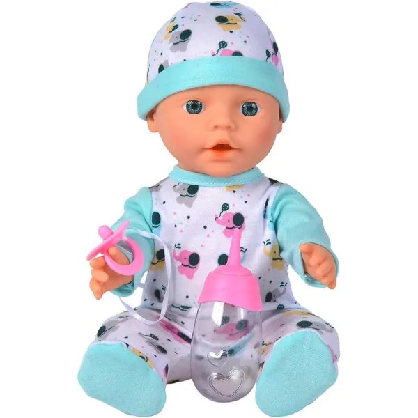 New Born Baby bočica za hranjenje, lutka u odjeći s motivom slonića - Simba Toys slika 2